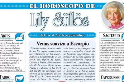 El último horóscopo de Lily Sullos