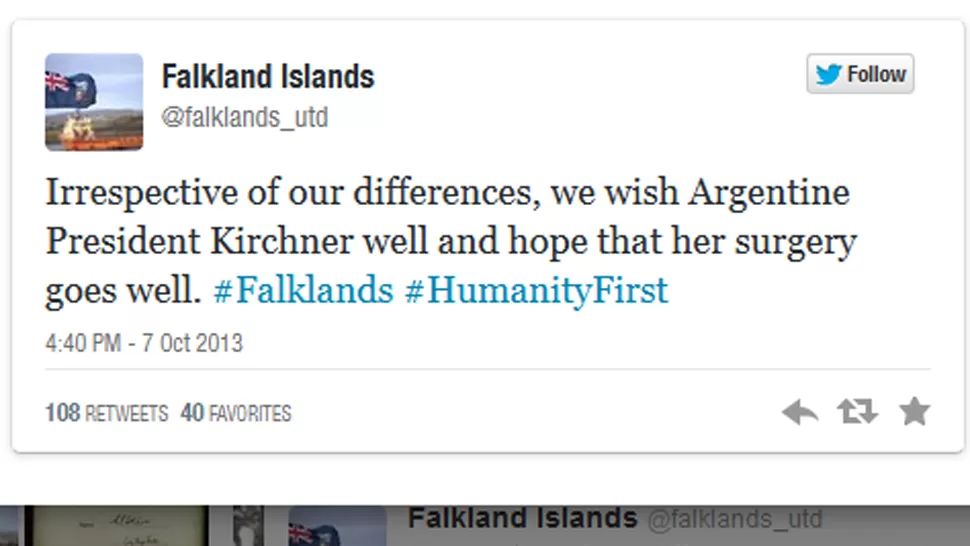El mensaje desde Malvinas a Cristina Kirchner: Le deseamos que la cirugía vaya bien