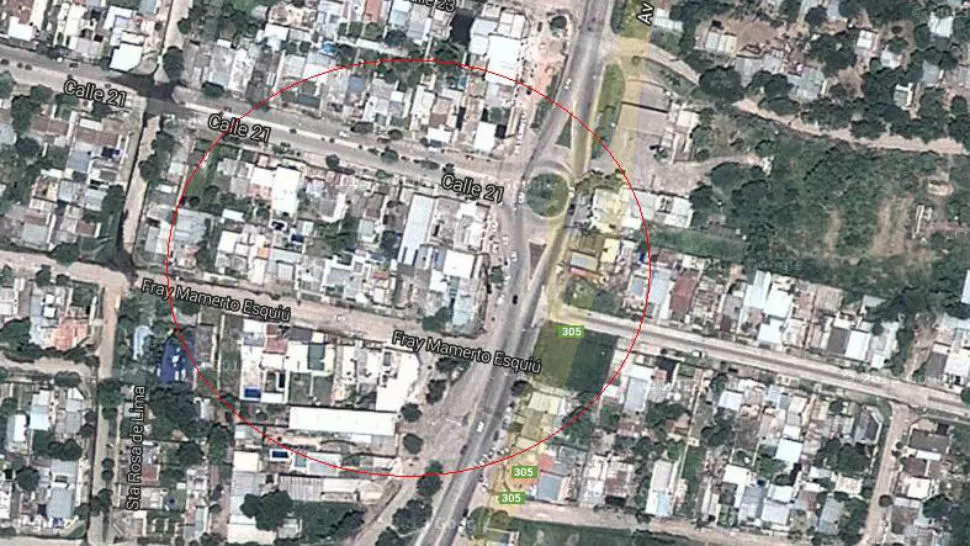 LUGAR. El auto fue visto  en la rotonda del barrio Soeme, en la ruta 305 y avenida Francisco Solano. GOOGLE MAPS