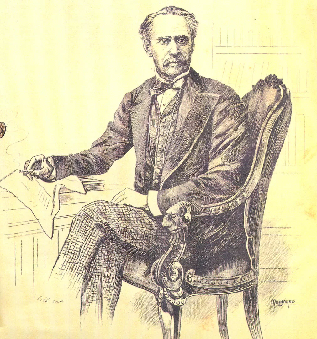 VICENTE FIDEL LÓPEZ. El destacado político e historiador argentino, en un retrato a pluma de Martín Malharro. LA GACETA / ARCHIVO