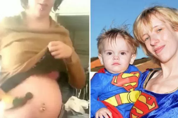 Una mujer embarazada se filmó golpeando su panza con un martillo