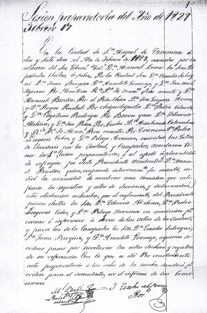 UN ACTA DE 1829. Texto corto, con un breve resumen de las deliberaciones de la Sala. LA GACETA / ARCHIVO
