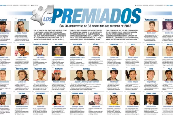 Son 34 deportistas de 33 disciplinas los elegidos de 2013