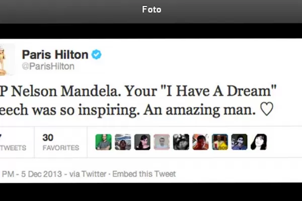 París Hilton quiso honrar a Mandela y citó a Martin Luther King