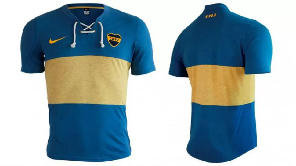 ASÍ SERÁ. La camiseta de Boca, como en 1913. FOTO TOMADA DE NIKEFUTBOL.COM.AR