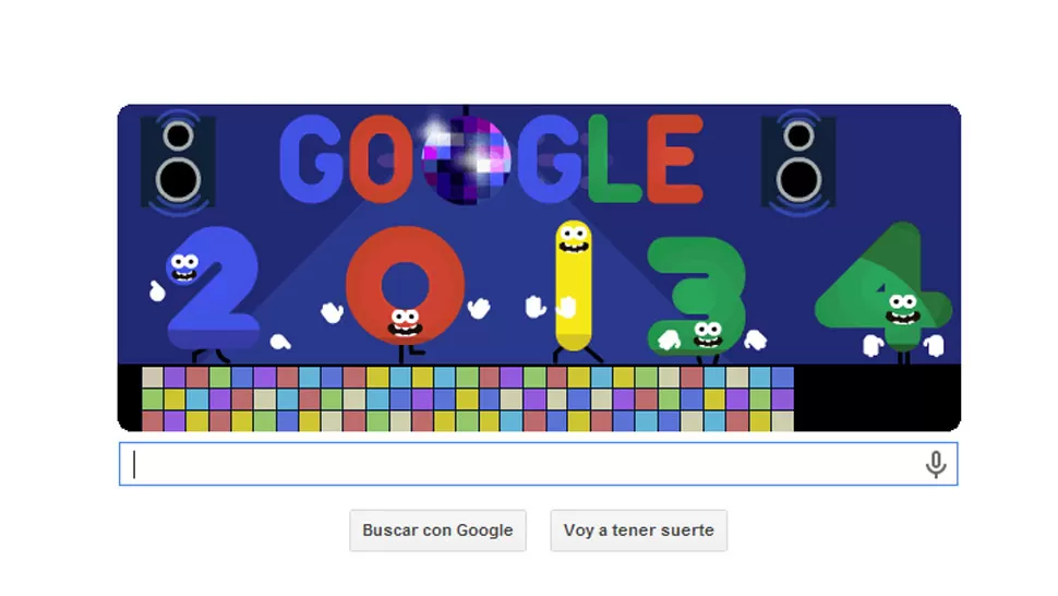FESTEJOS. Los números bailan en el nuevo doodle de Google. CAPTURA DE PANTALLA.
