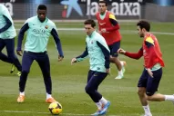 Messi anotó tres goles en su primera práctica