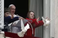 Un cuervo y una gaviota atacan a las “palomas de la paz” liberadas por el Papa Francisco