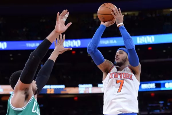 Carmelo Anthony lideró a unos Knicks que vapulearon a los Celtics