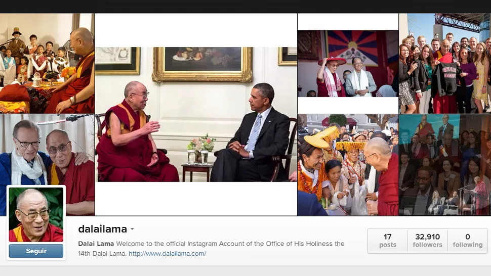 BIENVENIDO. El Dalai Lama llegó a Instagram. CAPTURA DE PANTALLA.