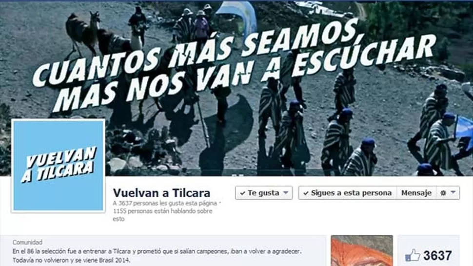 REDES SOCIALES. La campaña a través de Facebook. FOTO TOMADA DE DIARIOUNO.COM.AR