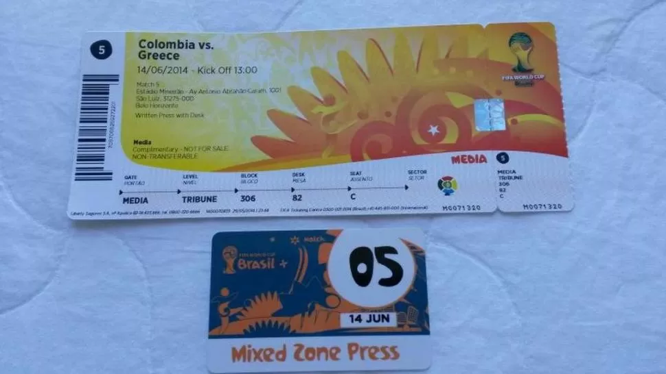 UN TESORO. La entrada para ingresar al partido Colombia-Grecia de hoy cotizó con altos precios en la reventa. 