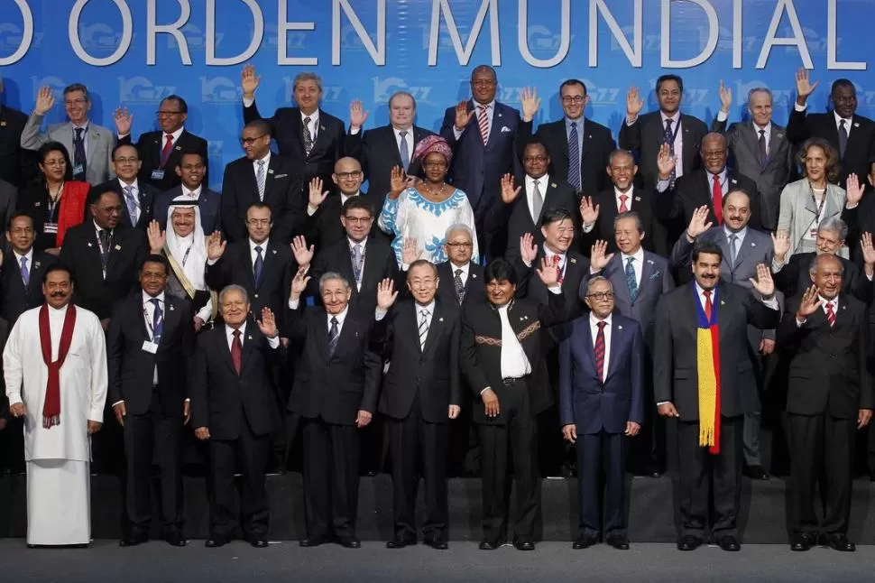 ANTES ERAN 77 PAÍSES. El G77 + China mantiene su denominación pero lo integran 133 naciones. En la foto, los jefes de Estado y representantes. reuters 