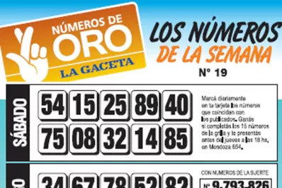 La grilla completa de los Números de Oro de la semana N° 19