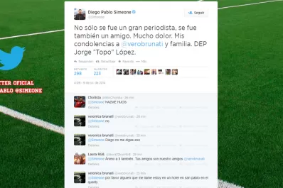 La esposa del Topo López se enteró de la muerte de su marido con un tweet de Simeone