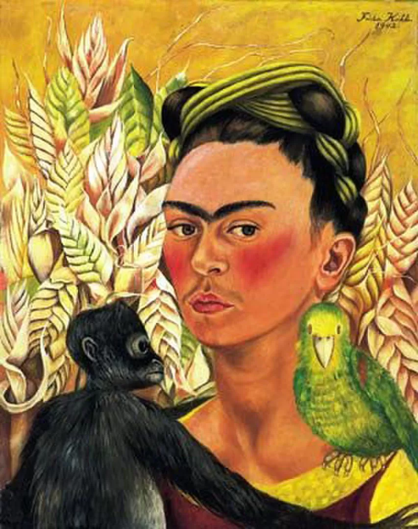 RETRATO CON MONO. Frida Kahlo se pintó a sí misma en numerosas obras. espanolol.canalblog.com