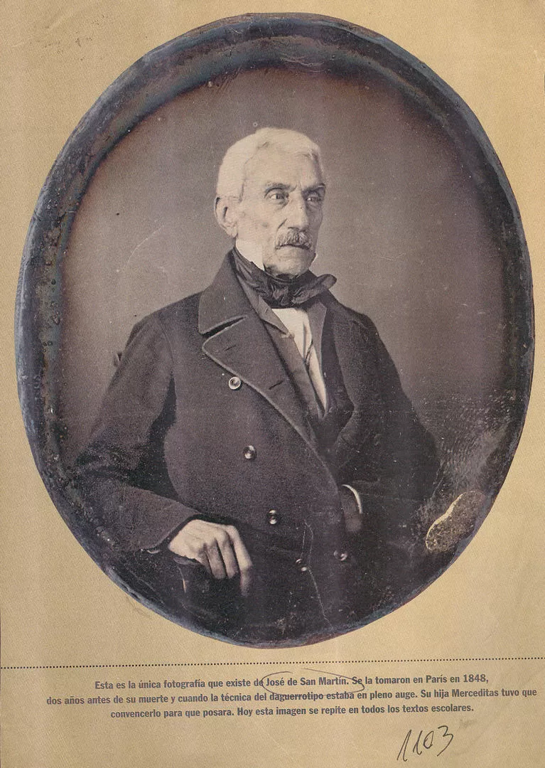 JOSÉ DE SAN MARTIN. El prócer en la foto al daguerrotipo tomada en 1848, cinco años después de su encuentro con Alberdi. El rostro ya había cambiado.  la gaceta / archivo
