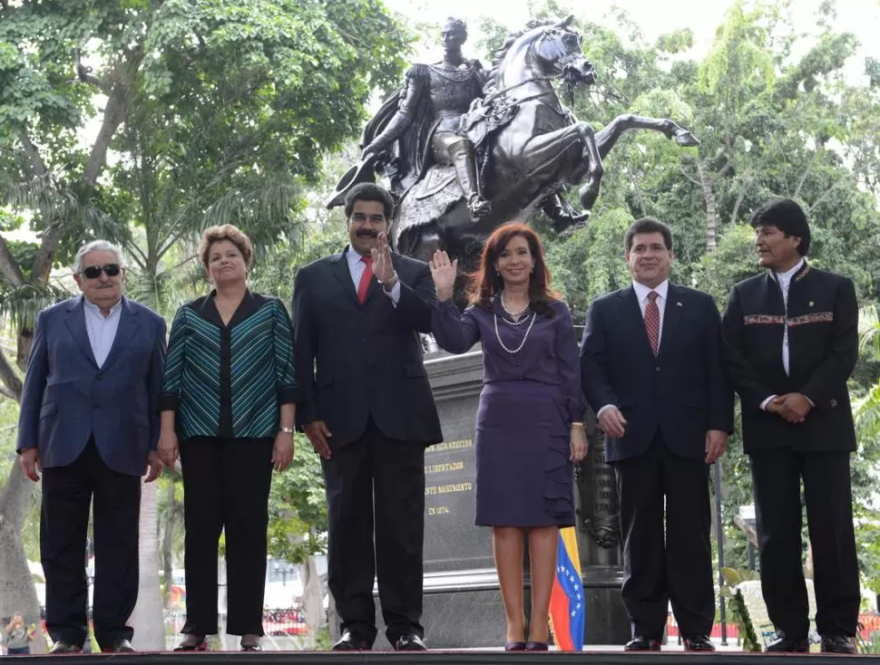 APOYO. Mujica, Rousseff, Maduro, Cartes y Morales, avalaron a Fernández de Kirchner en sus reclamos. dyn