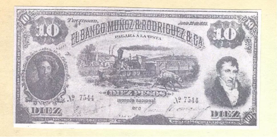 DIEZ PESOS ORO. Un billete emitido en Tucumán, en 1883, por el Banco Muñoz y Rodríguez la gaceta / archivo