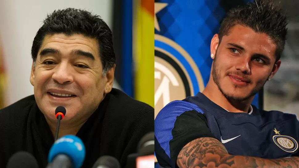 NO LO PUEDE VER. Maradona, enojado con Icardi. IMAGEN DE INFOBAE.COM