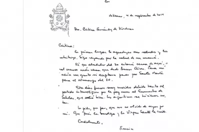 Qué dice la carta del papa Francisco a Cristina Fernández