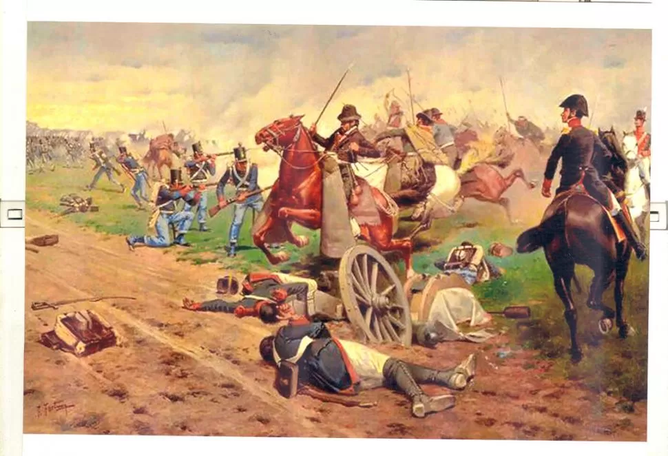 LA BATALLA DE TUCUMÁN. La conocida pintura de Francisco Fortuny registra un momento de la acción. Julián Paz formaba en la caballería del ala derecha, que arrolló al enemigo. la gaceta / fotos de archivo