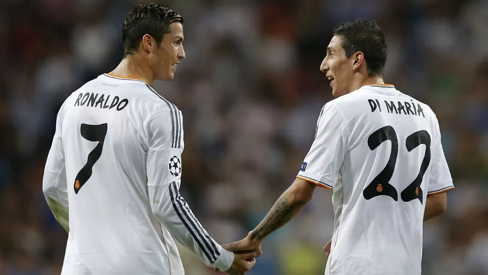 INTIMOS. Cristiano y Di María cosecharon una gran amistad de cuatro años en Madrid. AP