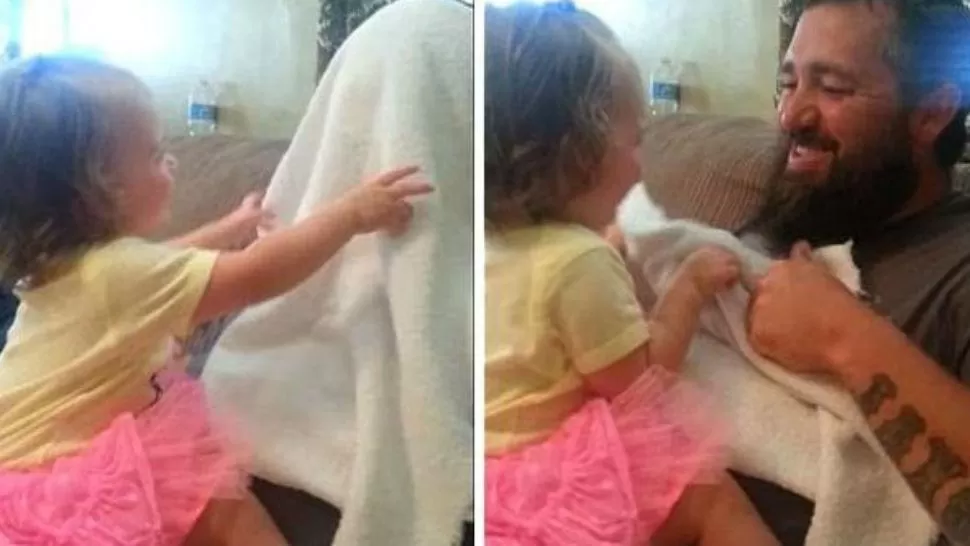 La sorpresiva reacción de una niña al ver a su padre afeitado