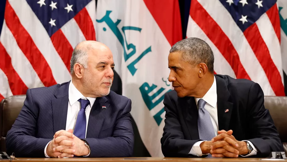 JUNTO EN LA ONU. Haider al-Abadi y Barack Obama durante la Asamblea General, desarrollada en Nueva York. REUTERS