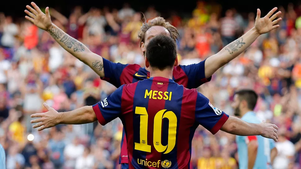 PURA ALEGRÍA. Messi quedó a sólo tres goles de ser el goleador histórico de la Liga de España. REUTERS