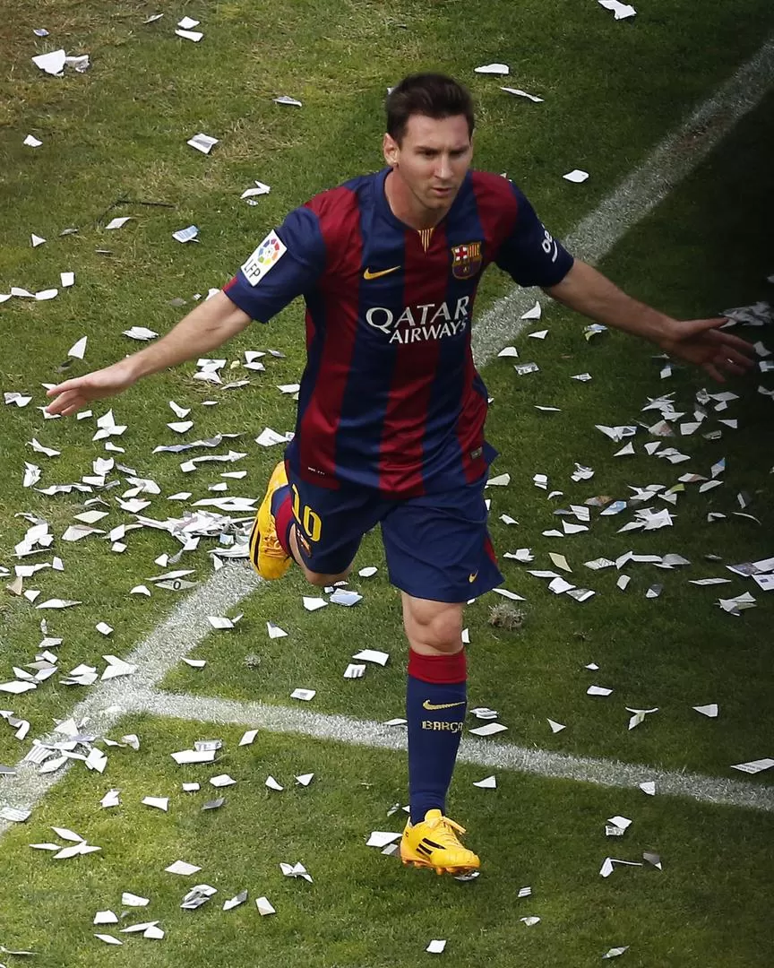 UNA IMAGEN REPETIDA. Messi festeja uno de sus goles, algo que quiere volver a vivir ante Real Madrid, el sábado.  