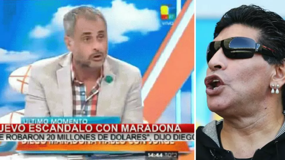 ACUSADOR. El periodista Jorge Rial explicó en su programa Maradona duda de Claudia y de su novio Jorge Taiana.  