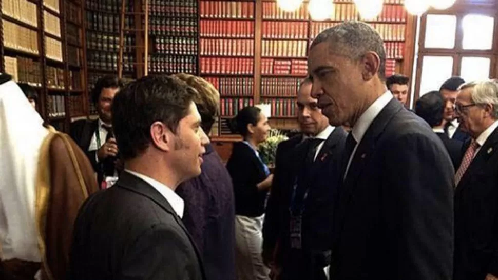 CHARLA. Axel Kicillof tuvo ocasión de intercambiar palabras con el presidente de Estados Unidos, Barack Obama. FOTO TOMADA DE DIARIOREGISTRADO.COM