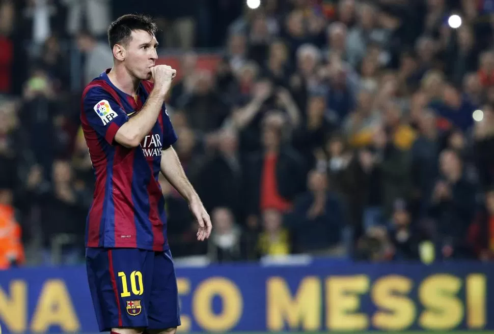 DEDICATORIA. Messi le dedicó el tercer tanto a Thiago. “Te amo mi vida”, dijo. REUTERS