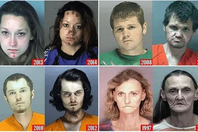 El rostro de una persona, antes y después de la droga