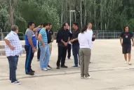 El gobernador, junto a dos de sus hijos, llegó a Mendoza para alentar al decano