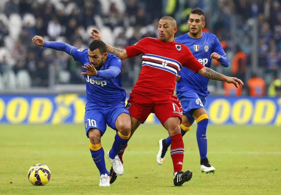 PARIDAD. Tevez fue titular en el empate de Juventus ante Sampdoria  reuters