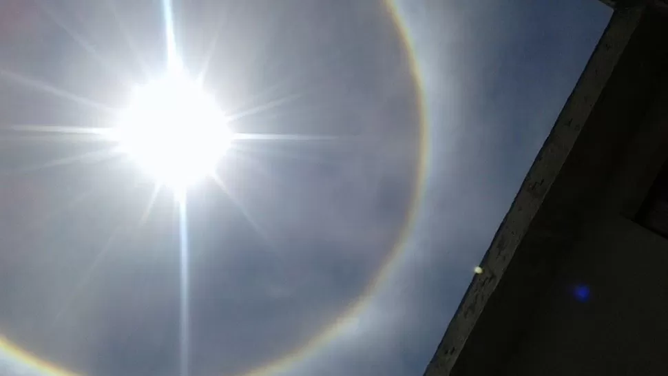 ARCO IRIS. Así se apreció el fenómeno desde Juan Baustista Alberdi. FOTO GENTILEZA DE VERÓNICA DAVID