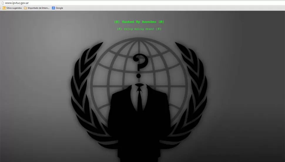 La red Anonsec hackeó la página oficial del Instituto Provincial de la Vivienda de Tucumán