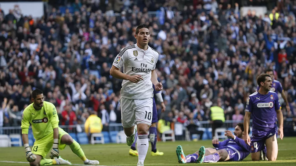 GLORIA. El colombiano James Rodríguez festeja el primer gol de Real. REUTERS. 