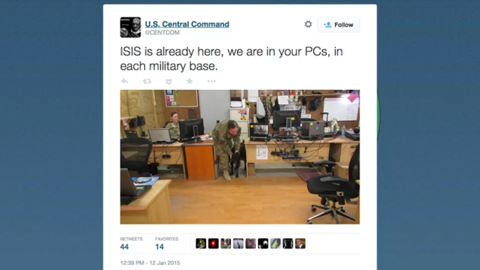 ATAQUE. La cuenta de Twitter del US Central Command fue hackeada. FOTO TOMADA DE ES.GIZMODO.COM