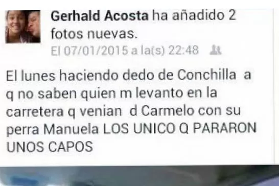 UNOS CAPOS. Acosta publicó las fotos en su muro de Facebook. 