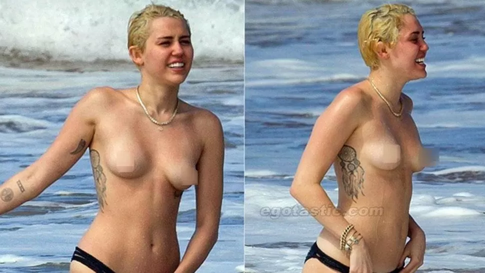 Miley Cyrus tomó sol en topless y fue captada por los paparazzis