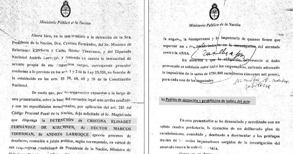 RESCATADAS DE LA BASURA. En el cesto de residuos del departamento de Nisman había copias de una acusación en la que constaban los pedidos de arresto contra Cristina y otros funcionarios y dirigentes. dyn
