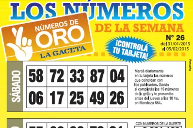 La grilla completa de los Números de Oro de la semana N° 26