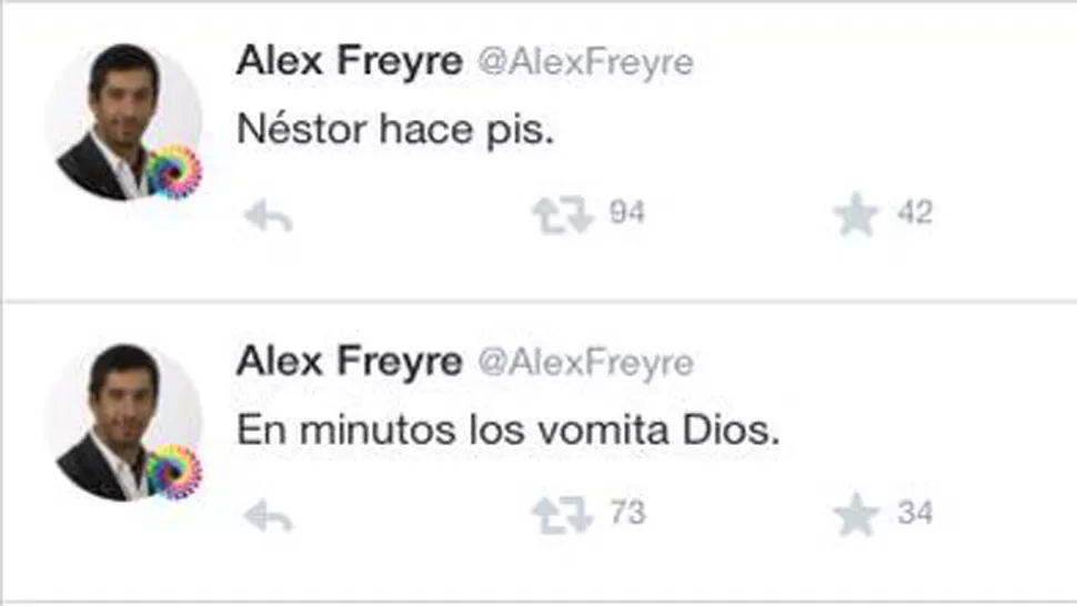 POLÉMICO. Freyre lanzó los controversiales mensajes en Twitter, pero luego los borró. 