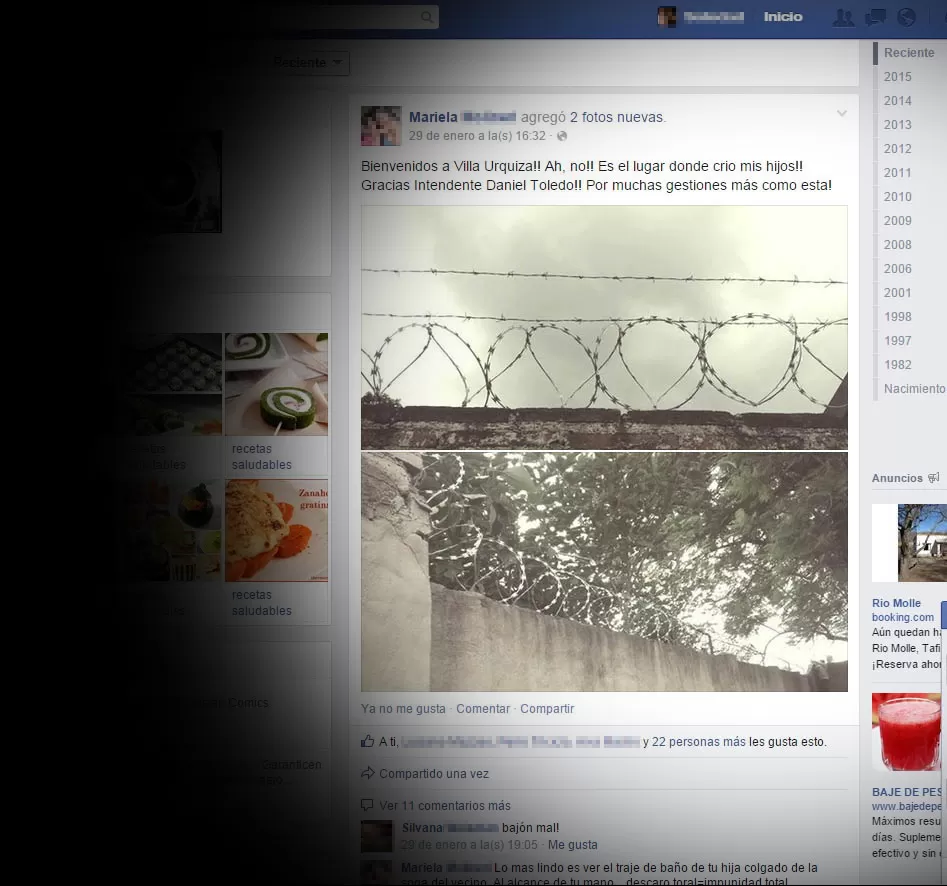 MIEDO. Una vecina de Yerba Buena hizo colocar un cerco tras sufrir un robo. captura de facebook