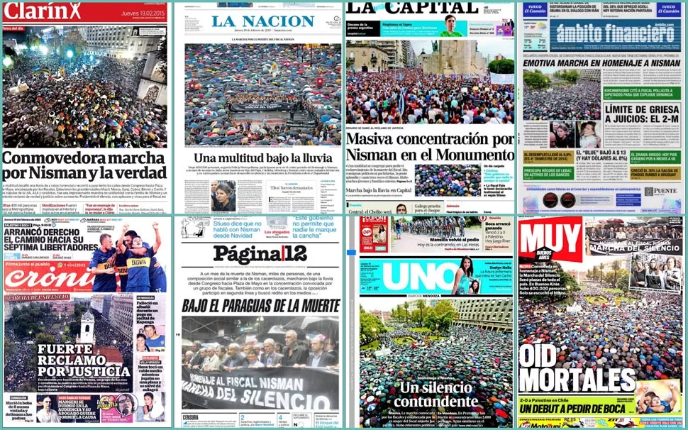 Las tapas de los diarios nacionales luego de la marcha del 18F