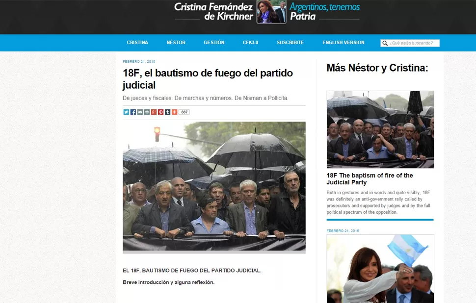 Cristina tildó a la marcha y a los jueces de opositores