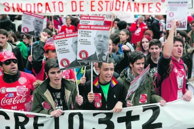 Estudiantes contra el gobierno de Rajoy